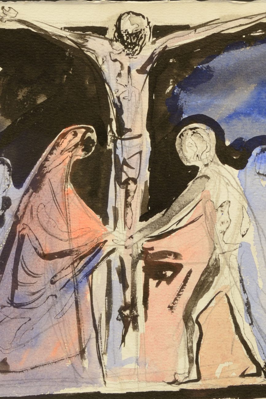 11. Crocefissione anni 60 china su carta cm 26 x 29