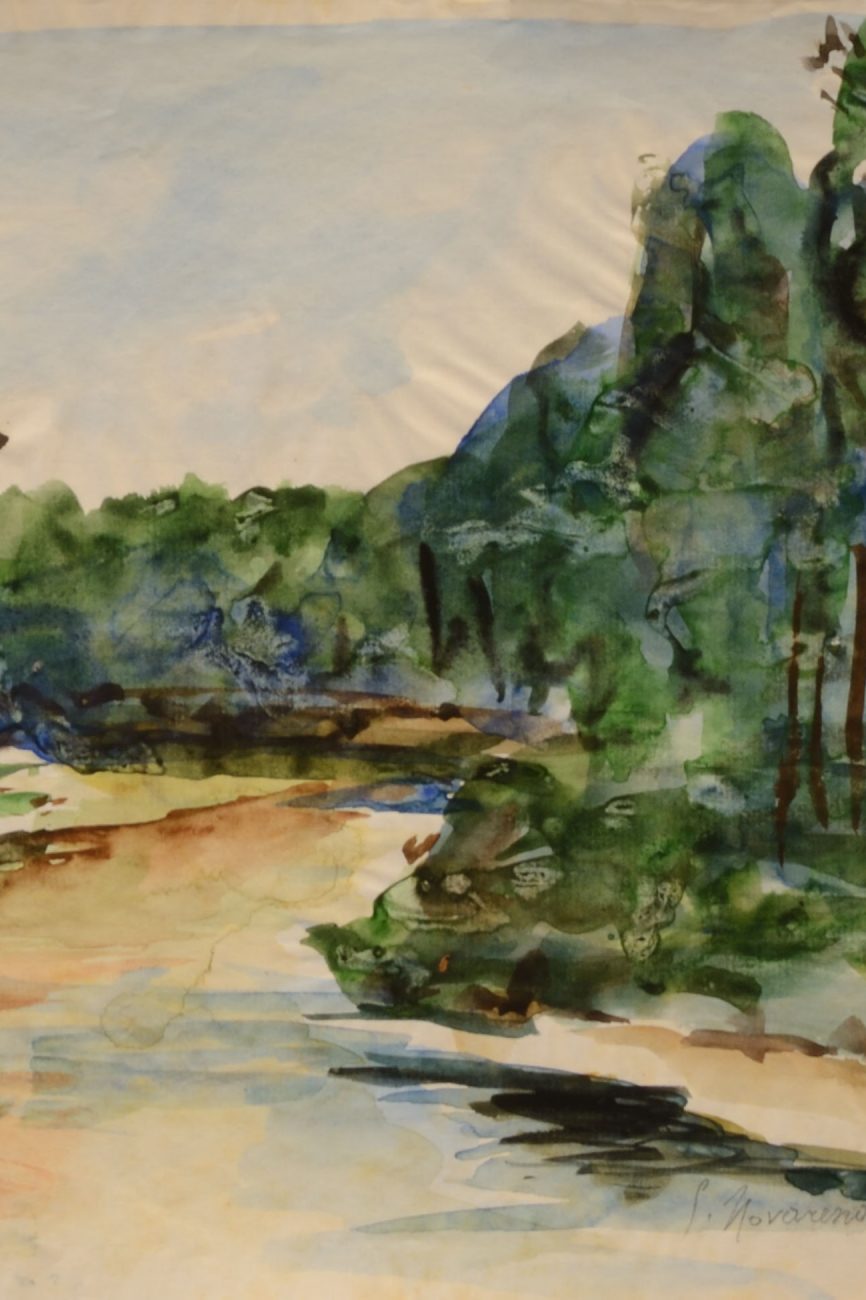 15. Paesaggio anni 70 acquarello su carta cm 45x30