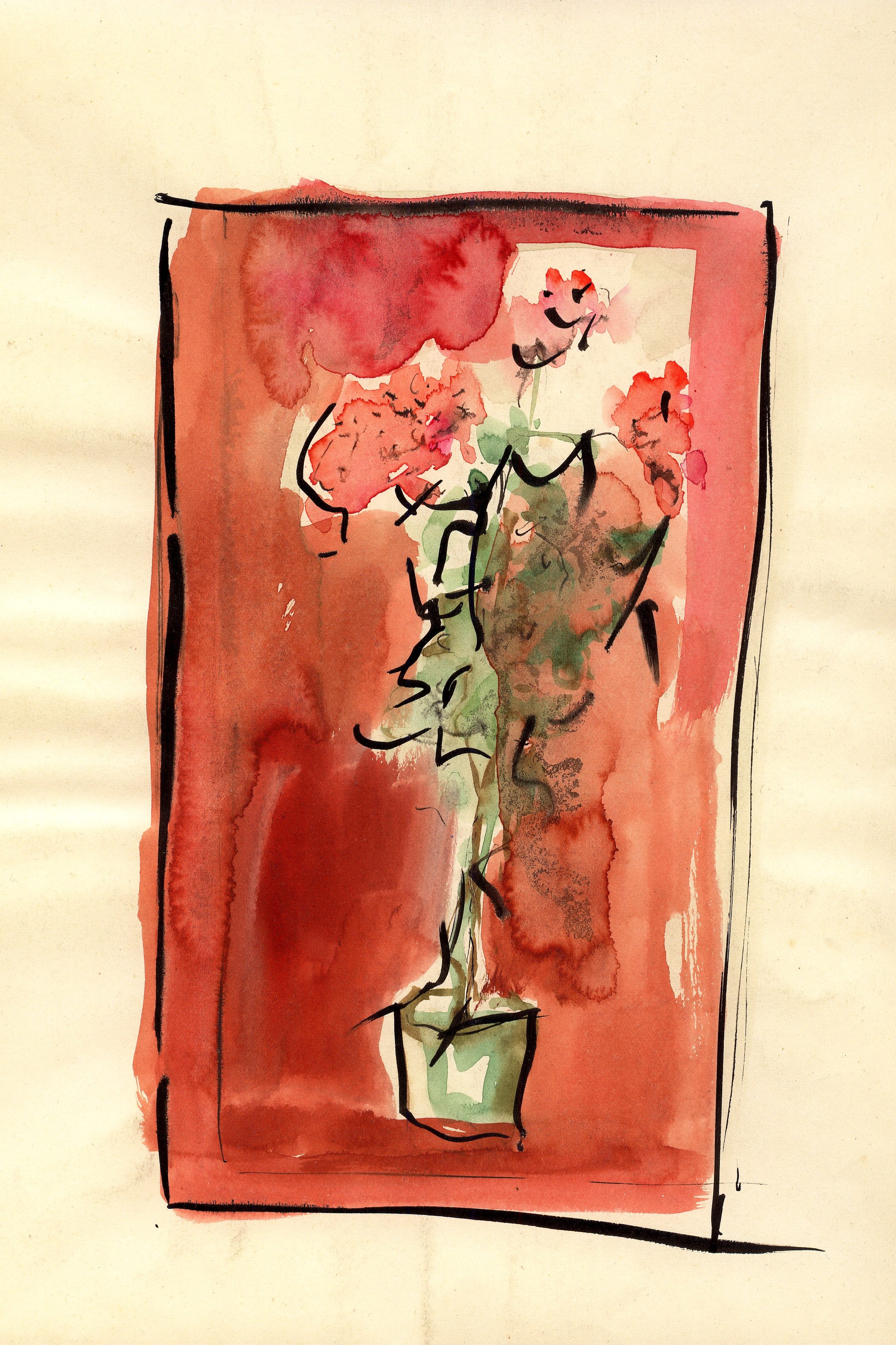 7.Fiori anni 60 acquarello su carta cm 30x50