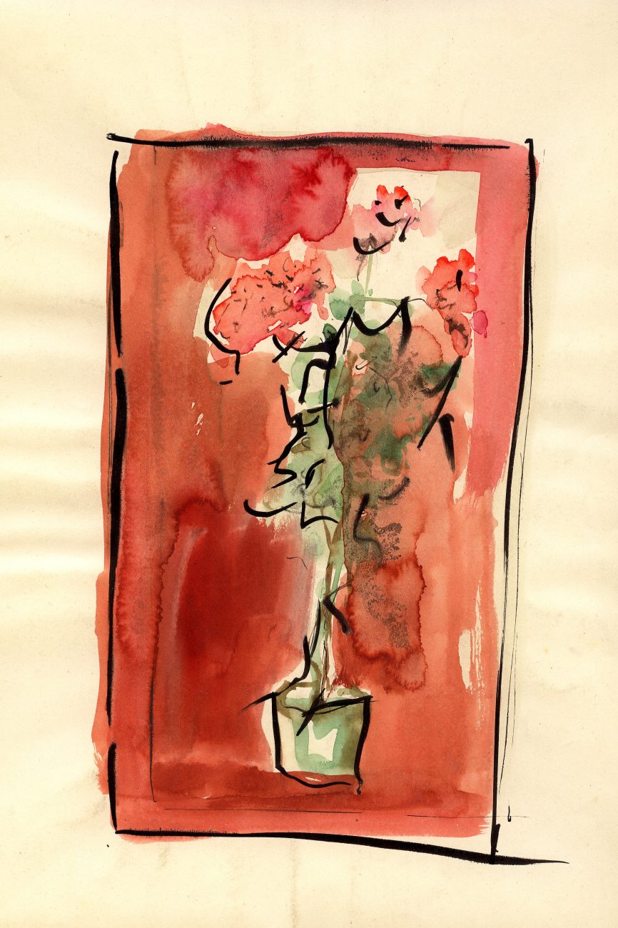 7.Fiori anni 60 acquarello su carta cm 30x50