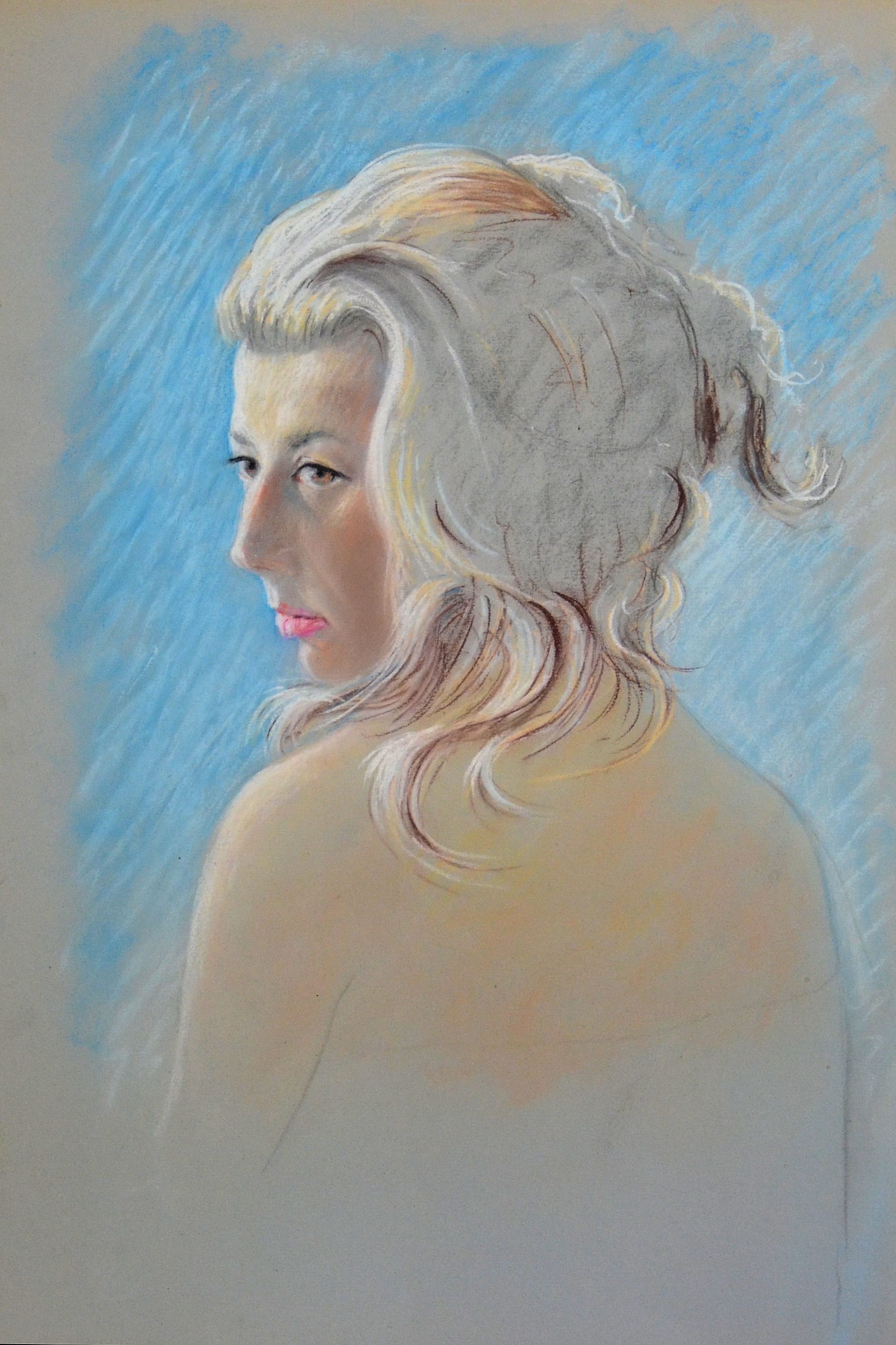 8. Ritratto di donna anni 60 pastello su carta cm 50x70