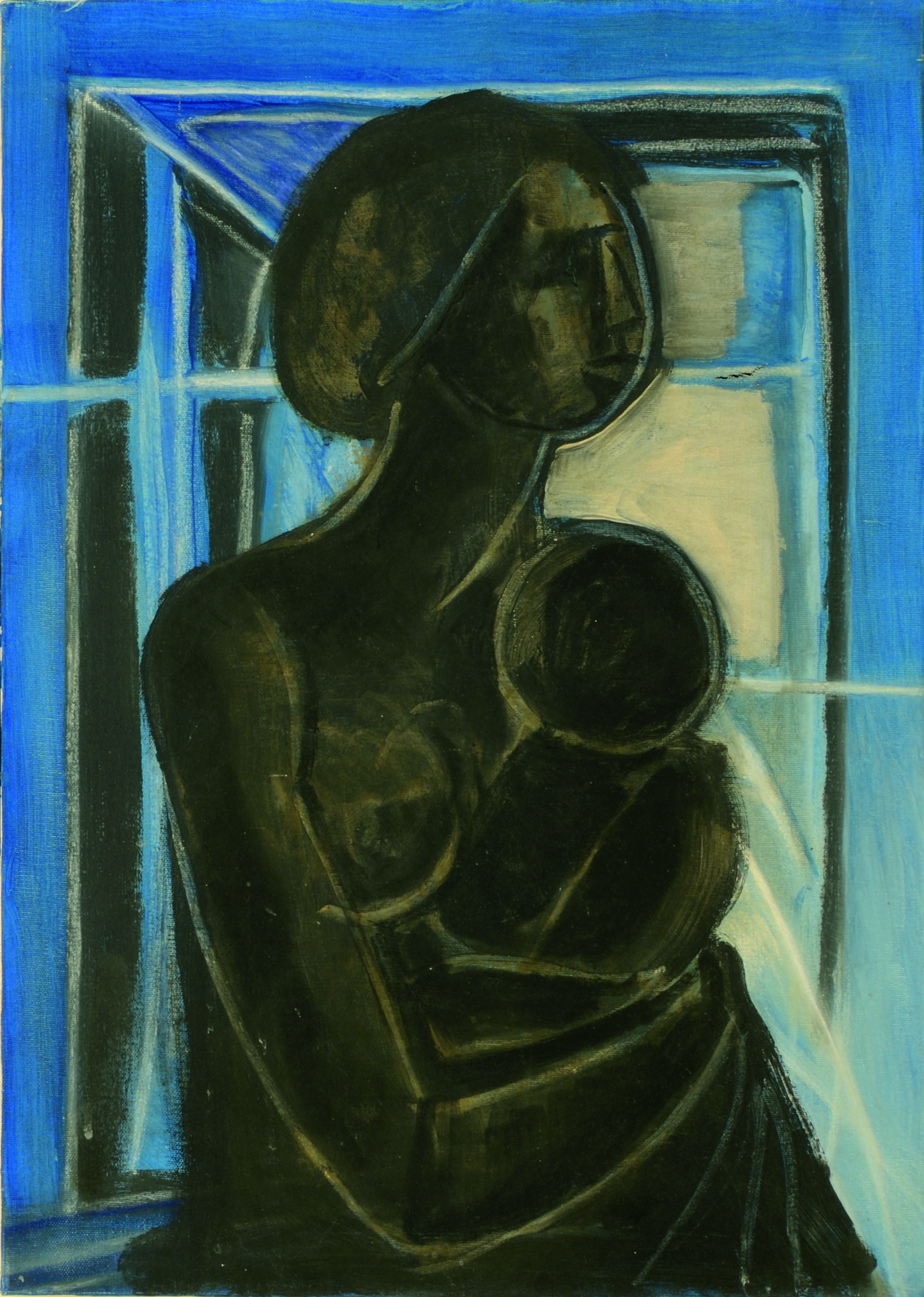 13 Maternità blu 1970 ca olio su tela cm 70 x 50 1