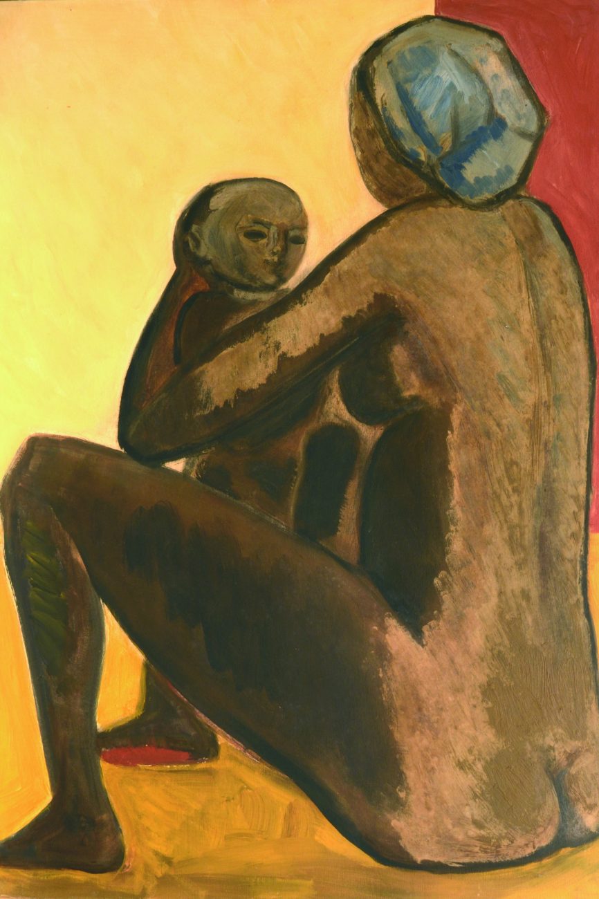9. Madre con figlio 1969 70. olio su tela cm 100 x 70